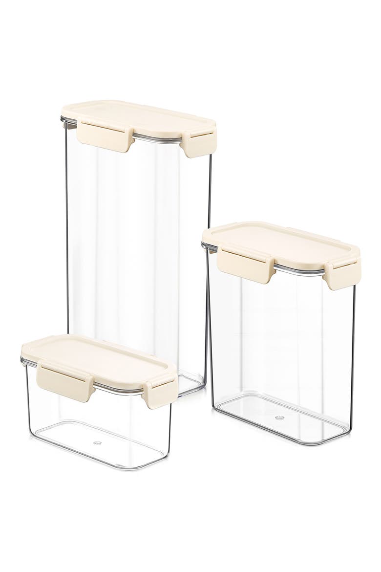 3-Pack Snap Lid Airtight Food Storage Container Set, Main, color, NO COLOR