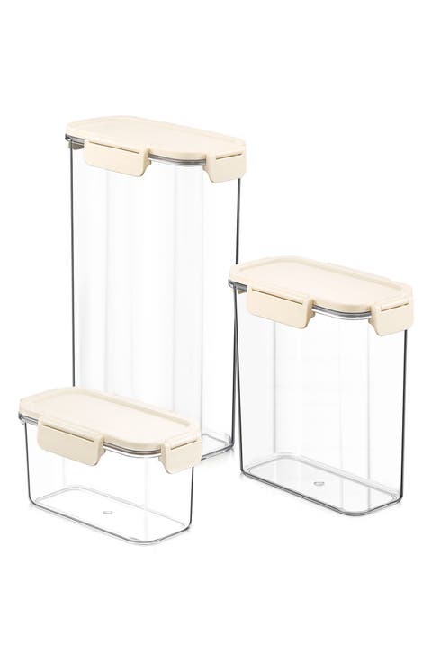 3-Pack Snap Lid Airtight Food Storage Container Set