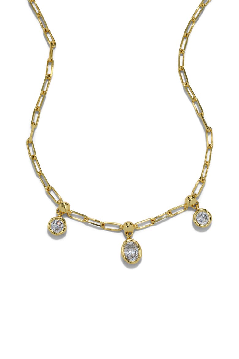 Asterales Petite Triple Cubic Zirconia Drop Necklace, Main, color, STONES