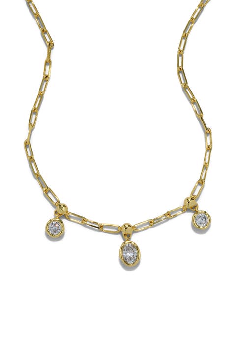 Asterales Petite Triple Cubic Zirconia Drop Necklace