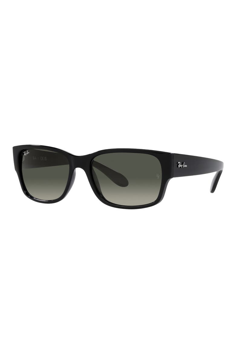 58mm Gradient Rectangular Sunglasses, Alternate, color, BLACK