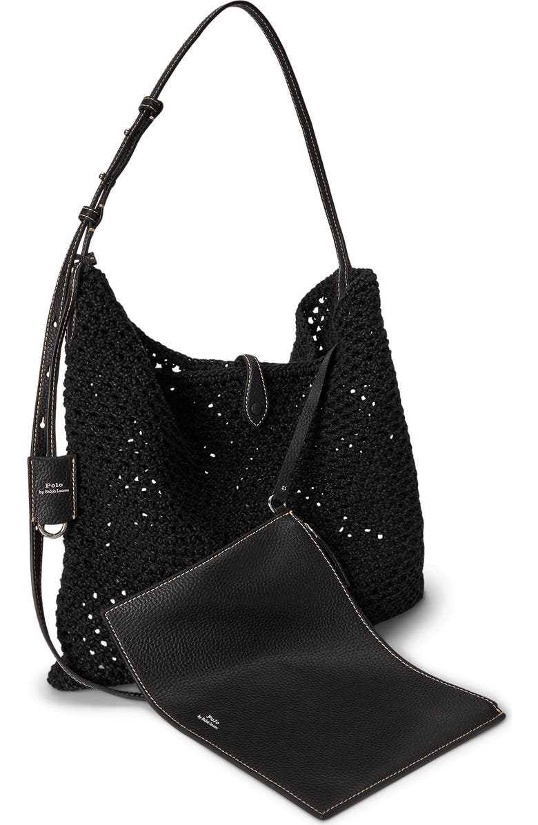 Polo Ralph Lauren Polo Play Open Weave Messenger Bag, Alternate, color, Black