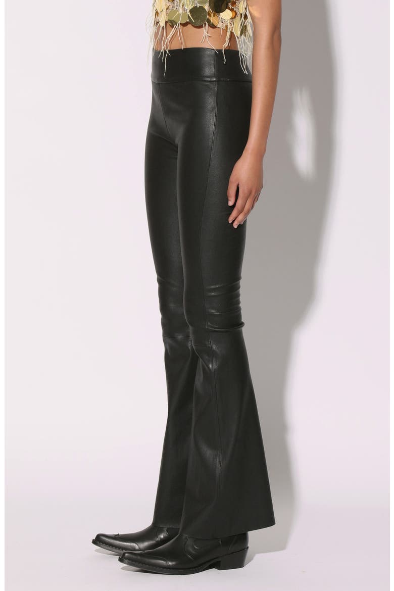 Lexie Leather Flare Leg Pants, Alternate, color, BLACK