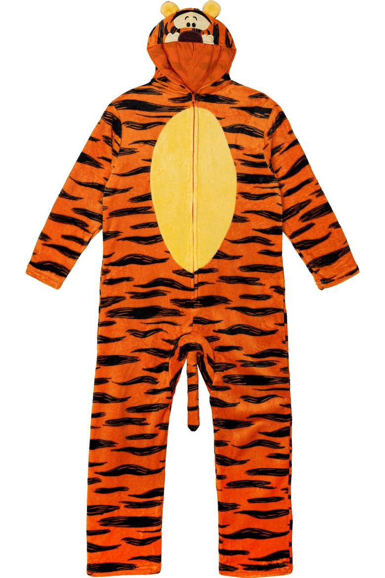 Winnie the Pooh Fleece Hooded Coverall, Main, color, Tigger Stripe Orange