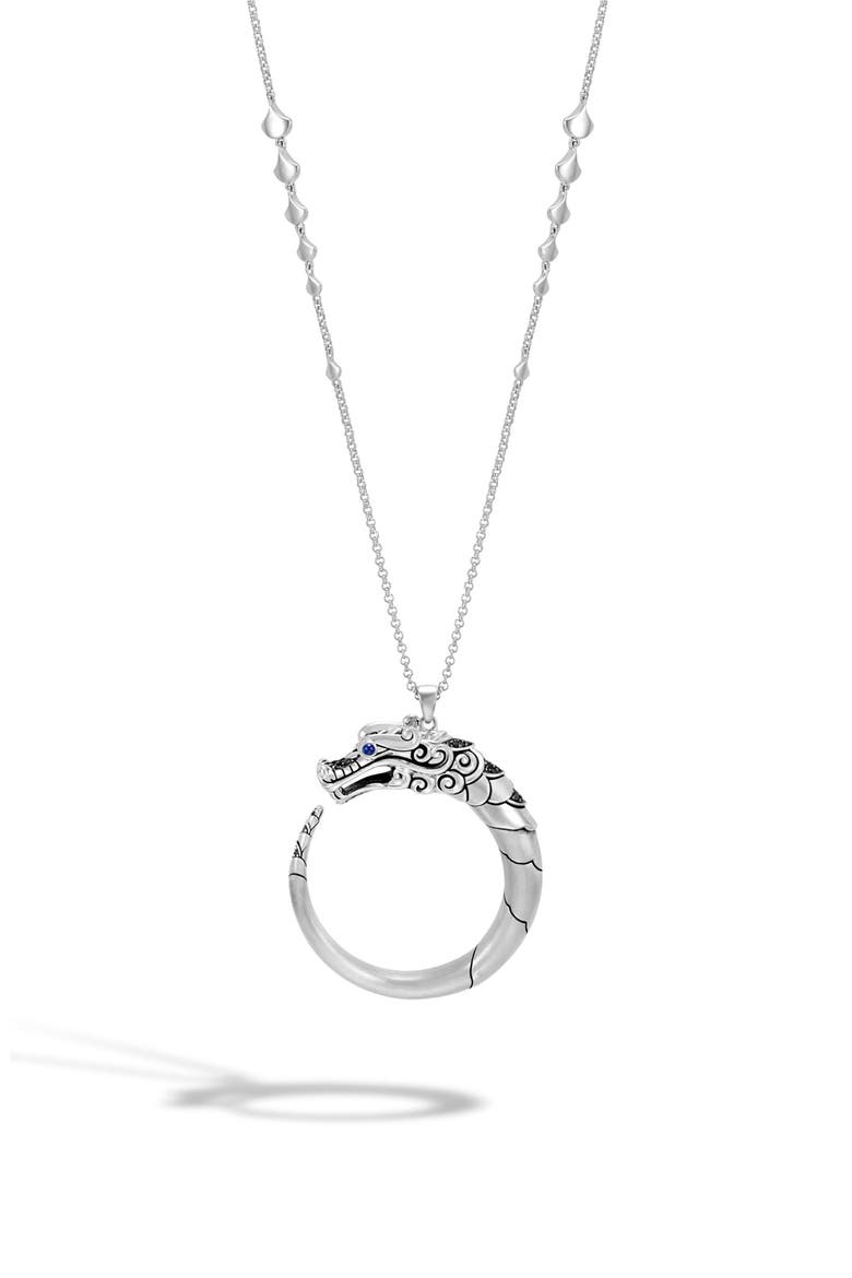 Legends Naga Long Pendant Necklace, Main, color, BLACK