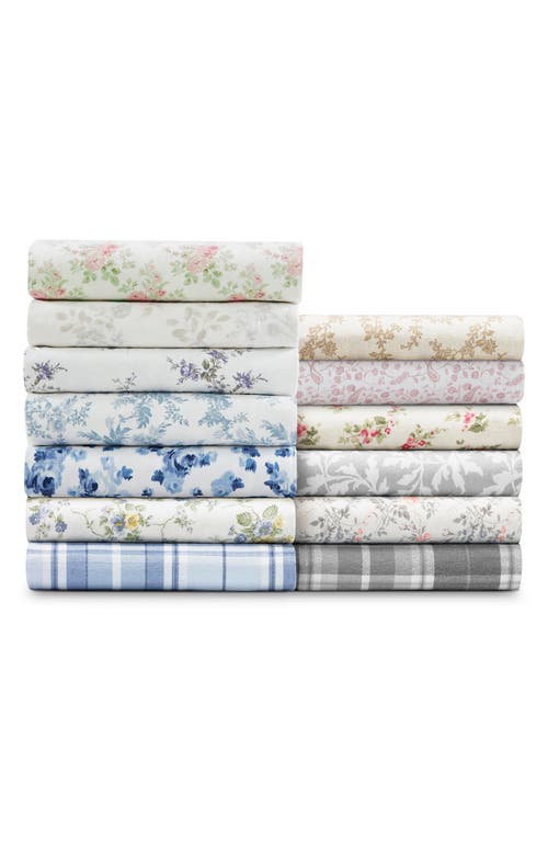 Laura Ashley Aubrey Cotton Flannel Queen Sheet Set In Pink