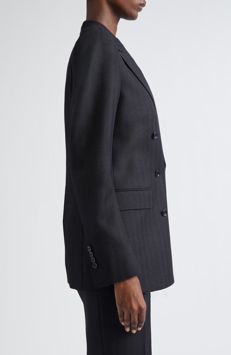 TOM FORD Sharp Herringbone Double Breasted Virgin Wool Jacket, Alternate, color, Lb999 Black