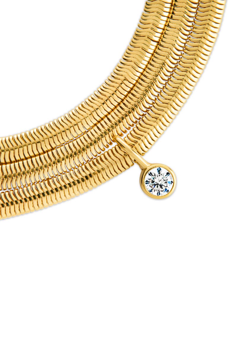 Sterling Forever Mirela Triple Herringbone Chain Bracelet, Alternate, color, Gold