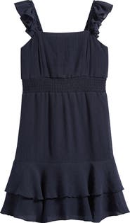 Ava & Yelly Kids' Ruffle Clip Dot Chiffon Dress