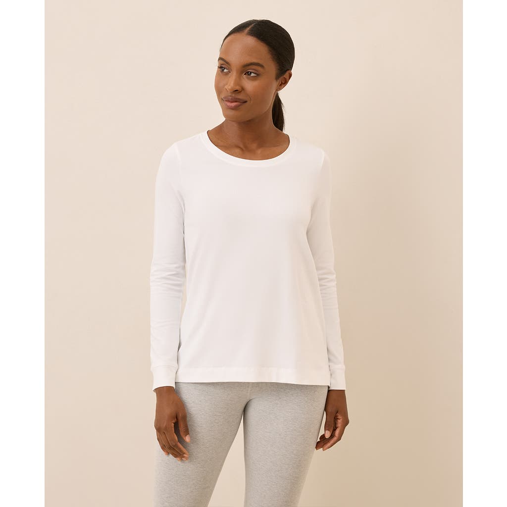 Pact Luxe Stretch Jersey Swing Long Sleeve Tee In White