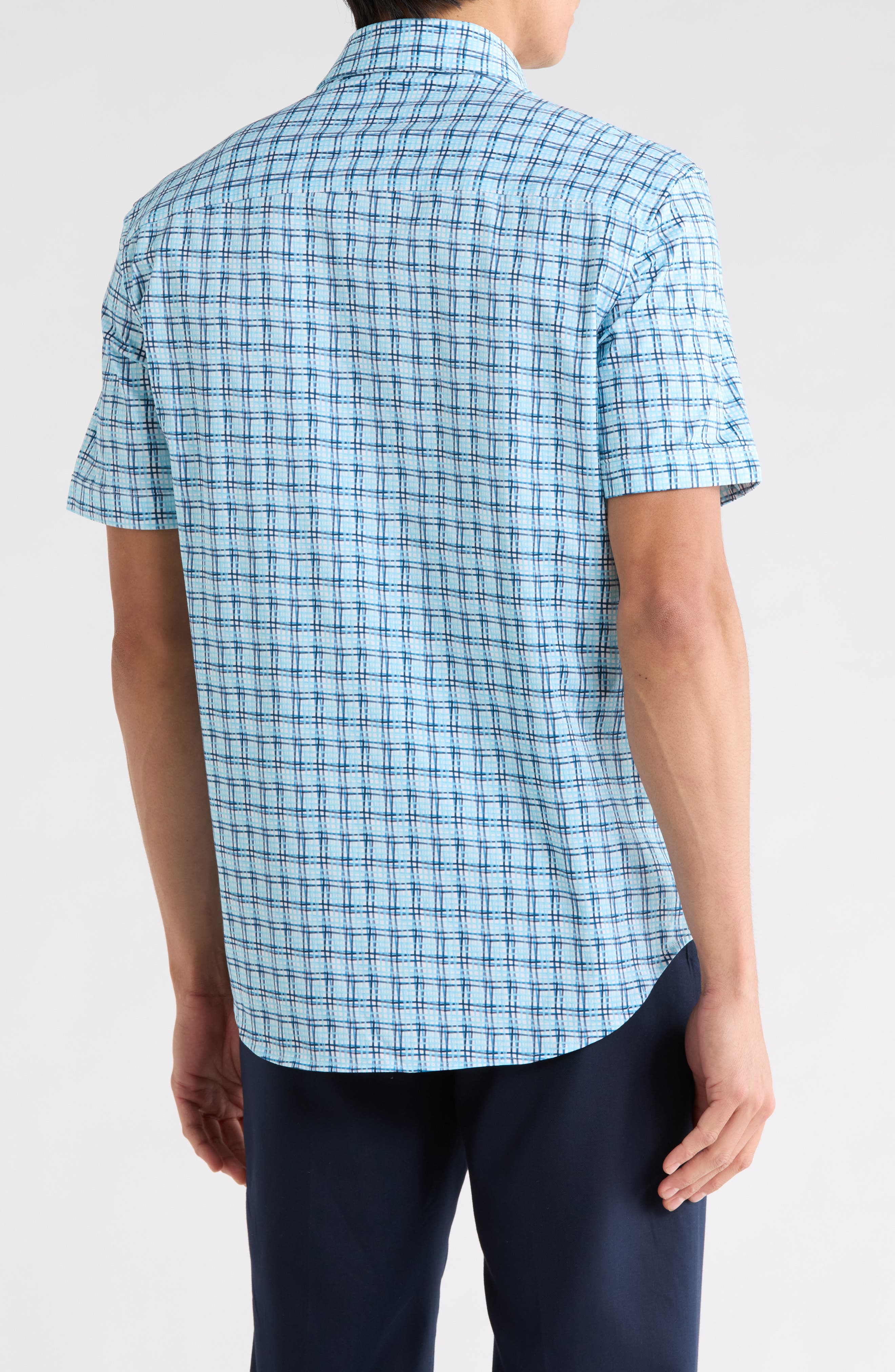 Short Sleeve Stretch Cotton Button-Up Shirt - image 2