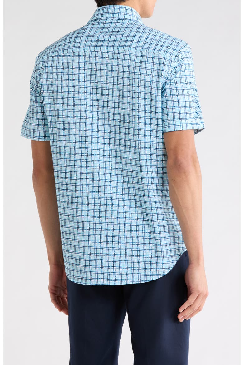 Short Sleeve Stretch Cotton Button-Up Shirt, Alternate, color, ICE