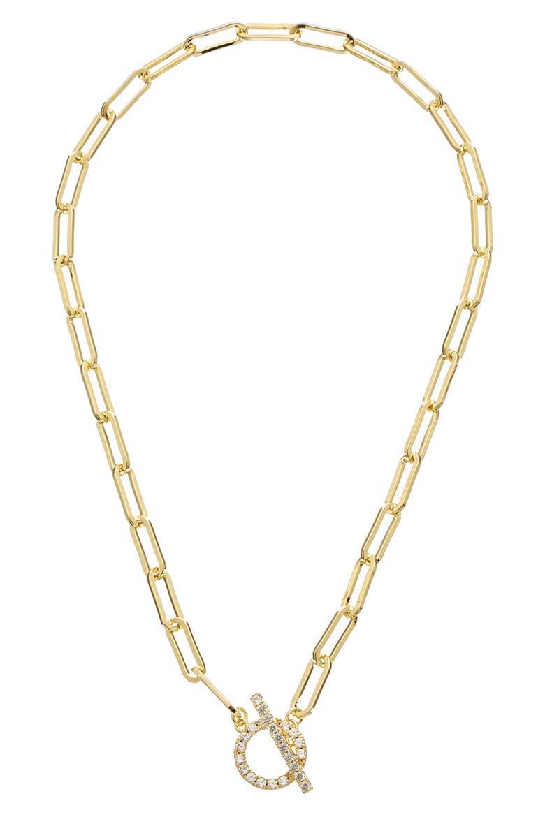 Cubic Zirconia Toggle Paper Clip Chain Necklace, Main, color, YELLOW