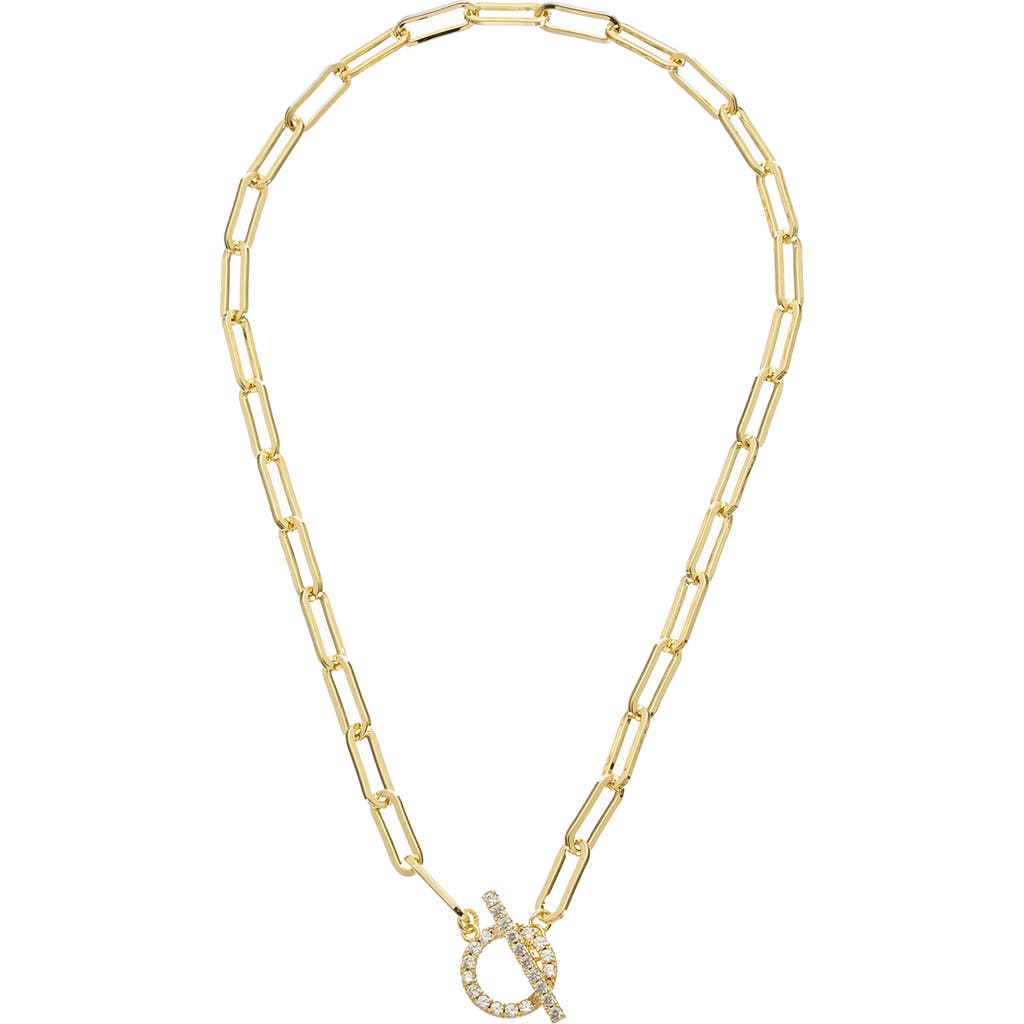 Juvell Cubic Zirconia Toggle Paper Clip Chain Necklace In Yellow