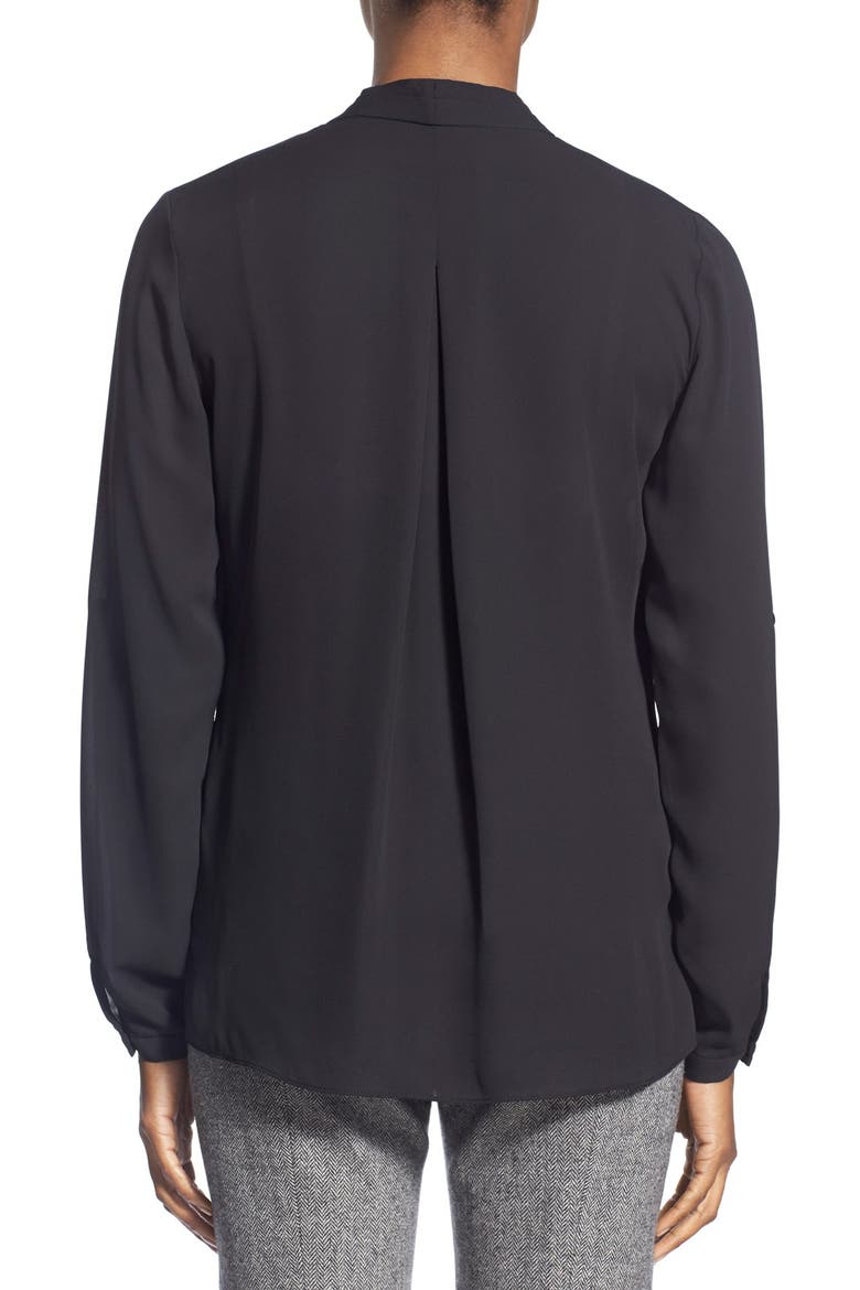 'Taylor' Roll Sleeve Blouse, Alternate, color, BLACK