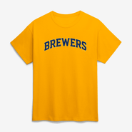 Logo Athletic Men's Logo Athletic Gold Milwaukee Brewers Wordmark T-Shirt