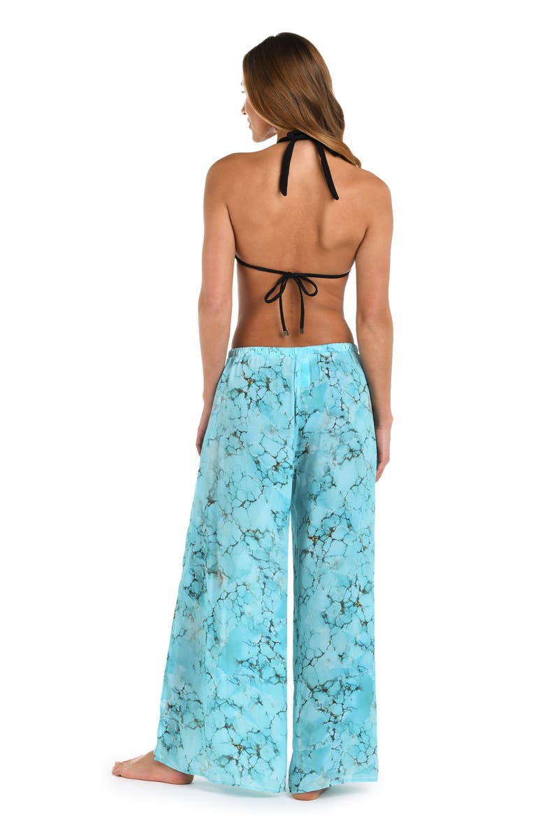 L'AGENCE Geraldine Wide Leg Cover-Up Pants, Alternate, color, Turquoise