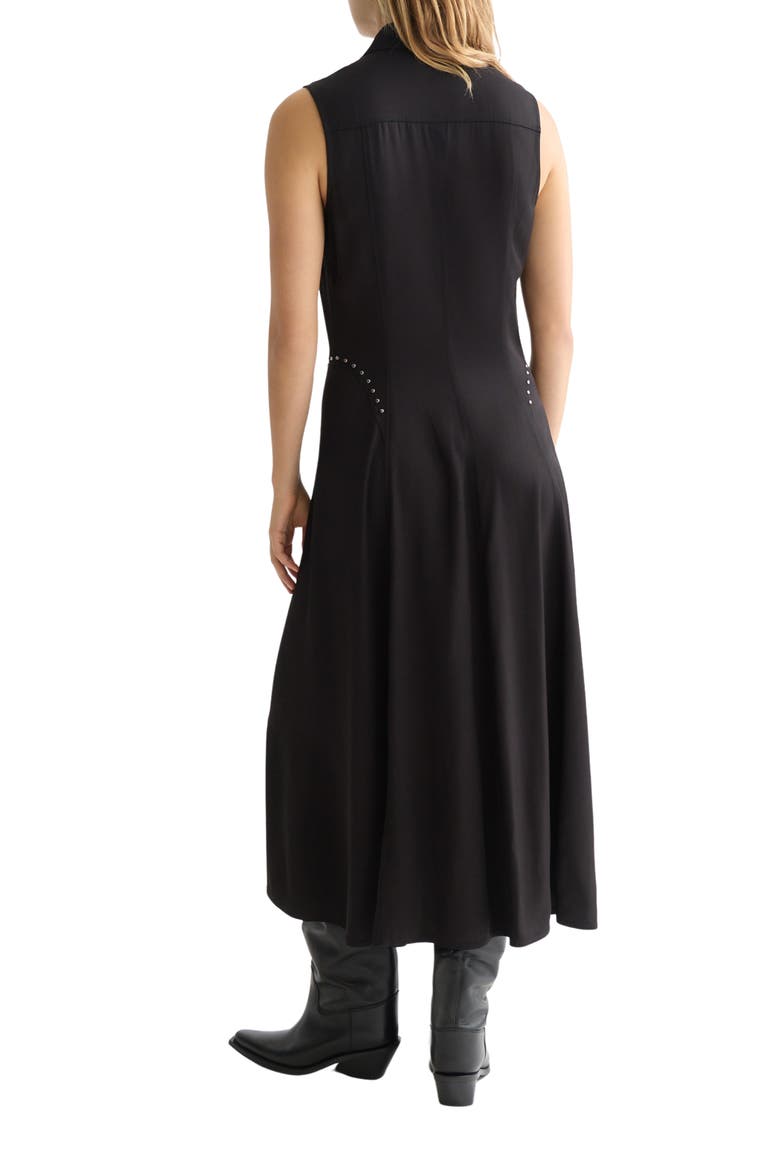 Stud Accent Sleeveless Midi Shirtdress, Alternate, color, METEORITE