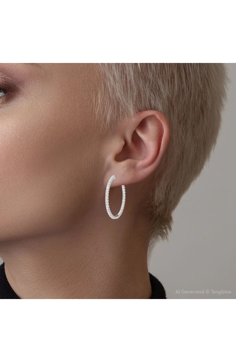 Bliss Diamond 1.75 ct Lab Grown Diamond Hoops Inside Outside 1 1/3" 14K Gold Vault Lock, Alternate, color, 14K White Gold