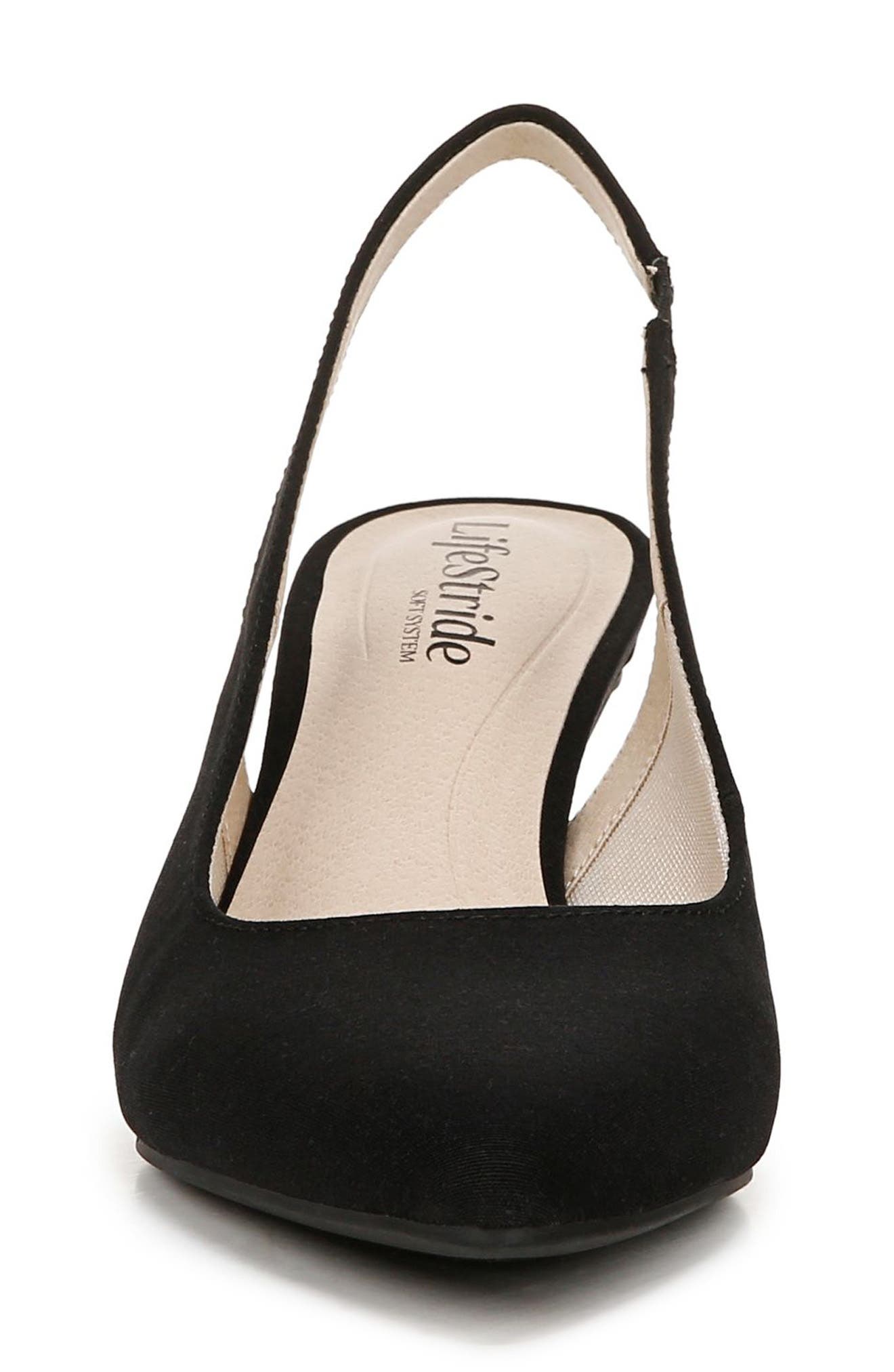 LifeStride Annalise Slingback Pointed Toe Pump - Wide Width Available, Alternate, color, Black Faux Suede