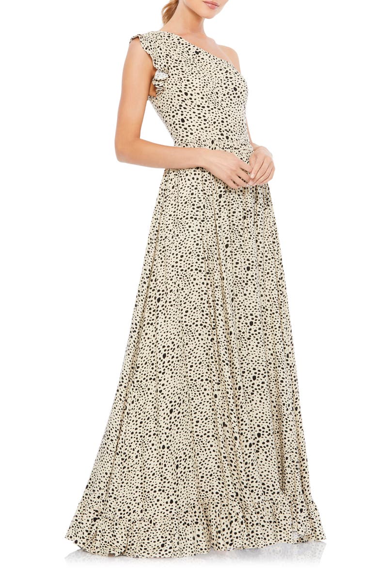 Dalmation Print One-Shoulder Gown, Main, color, DALMATION