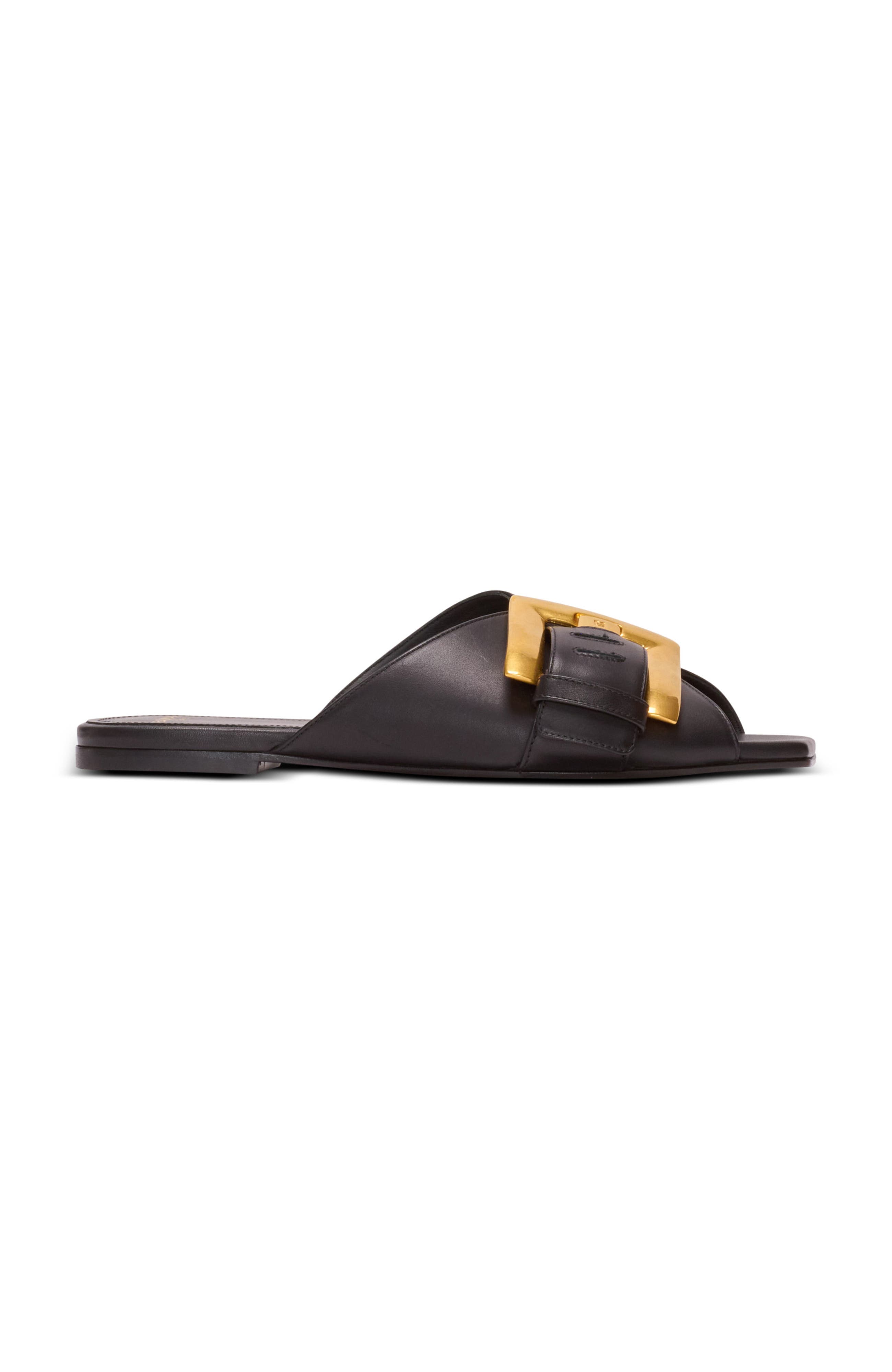 Anthem flat calfskin leather sandals, Alternate, color, black