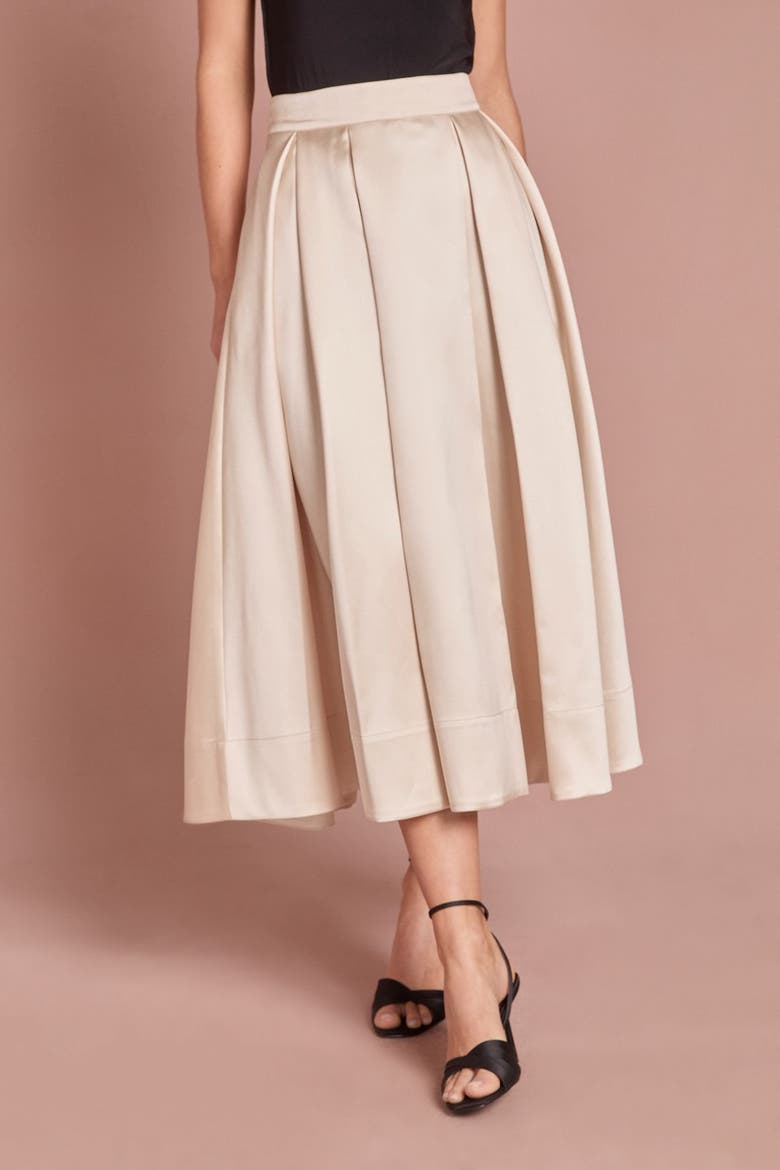 High-Waist Full Volume A-Line Skirt, Alternate, color, Champagne