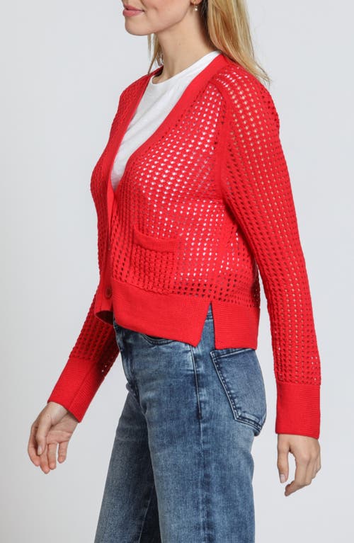 Apny Open Stitch Cardigan In Red
