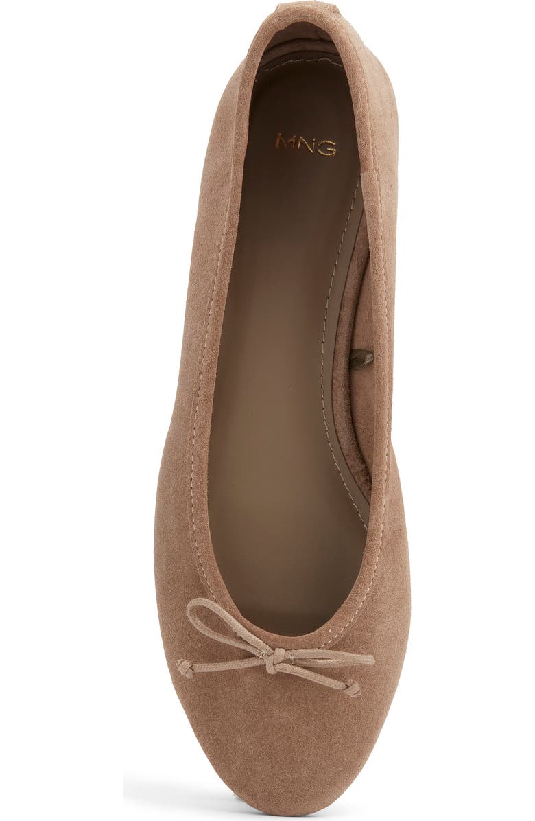 MANGO Bow Round Toe Ballet Flat, Alternate, color, Light/ Pastel Brown