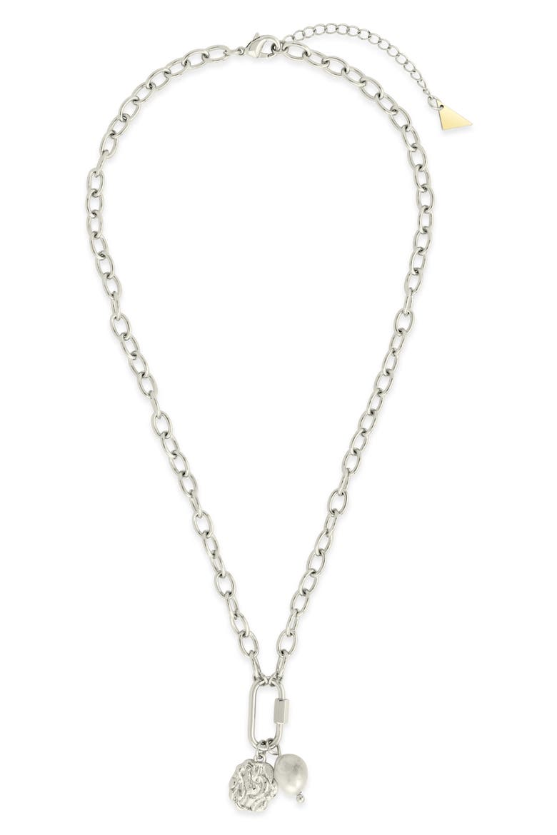Jaxie Carabiner Charm Necklace, Alternate, color, SILVER