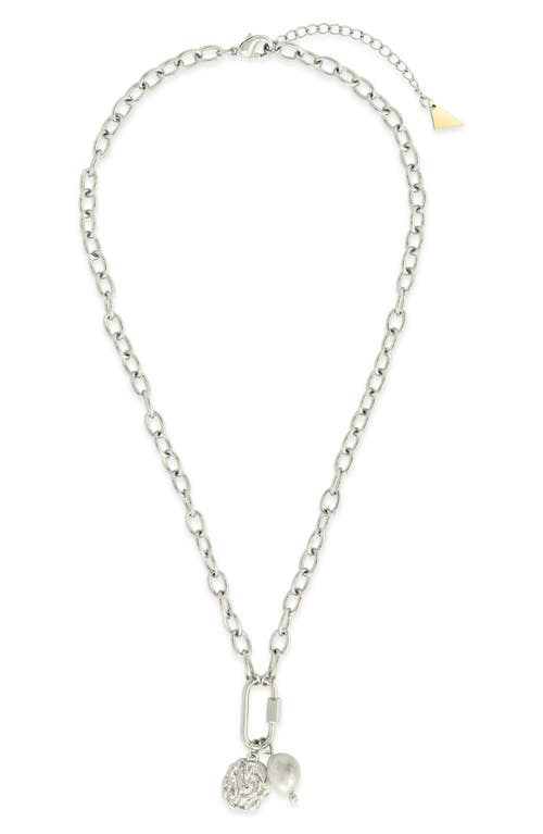 Sterling Forever Jaxie Carabiner Charm Necklace In Silver