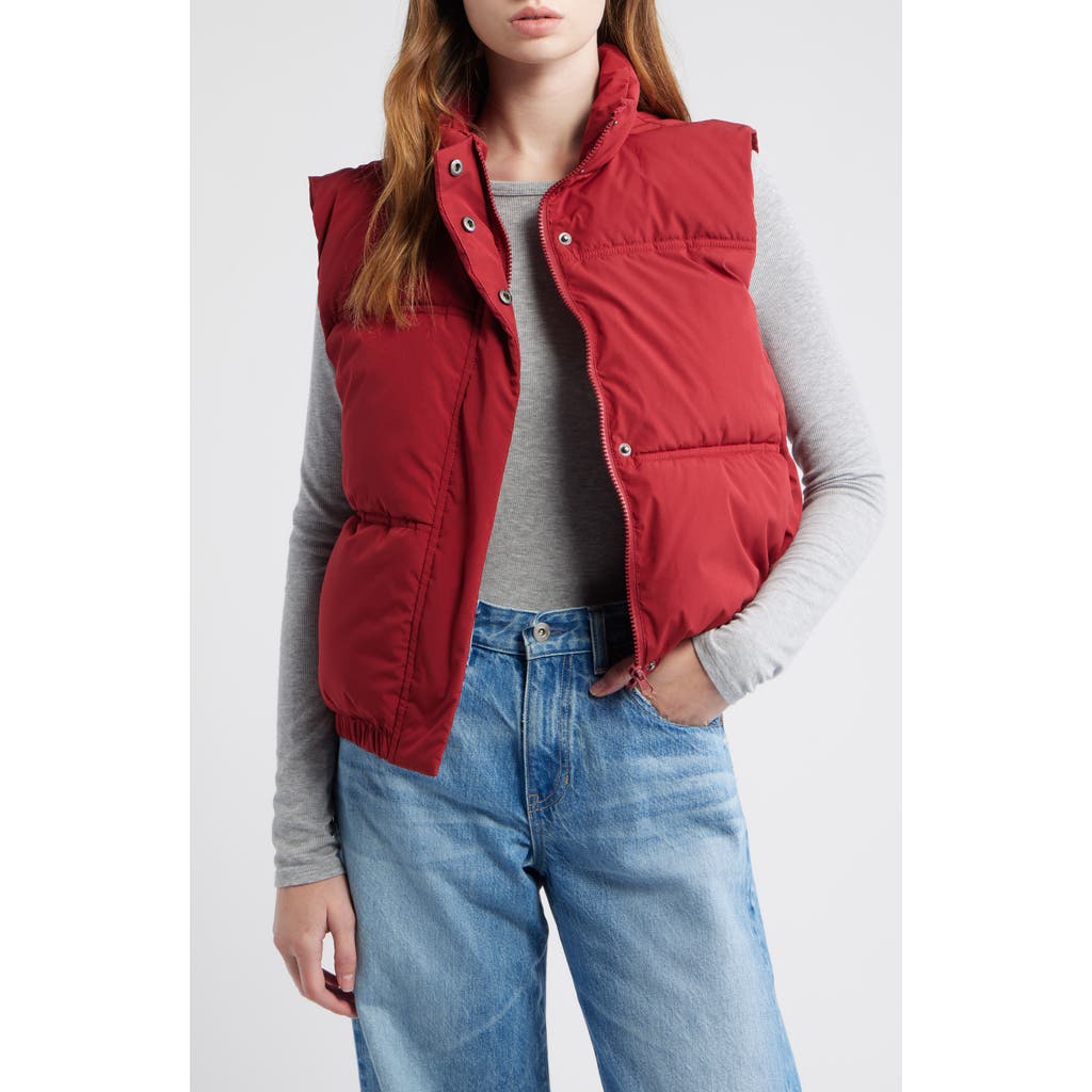 Thread & Supply Quilted Puffer Vest In Red