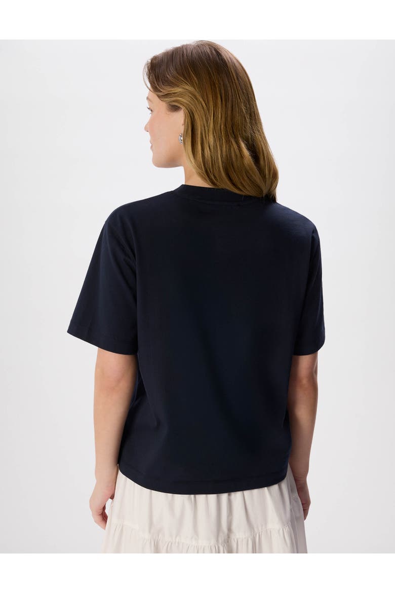 Cotton Crew Neck Top, Alternate, color, Navy