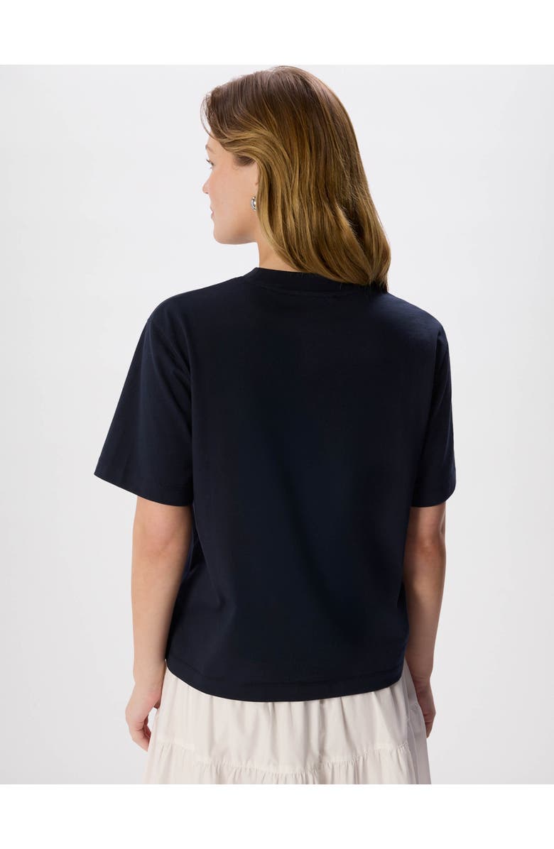 Whistles Cotton Crew Neck Top, Alternate, color, Navy