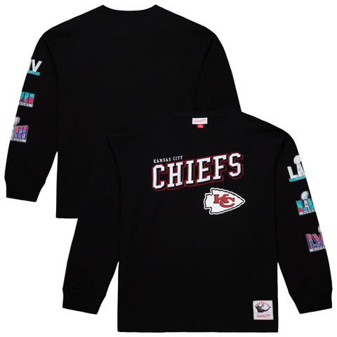 Men's Mitchell & Ness  Black Kansas City Chiefs Training Camp Vintage Logos Long Sleeve T-Shirt