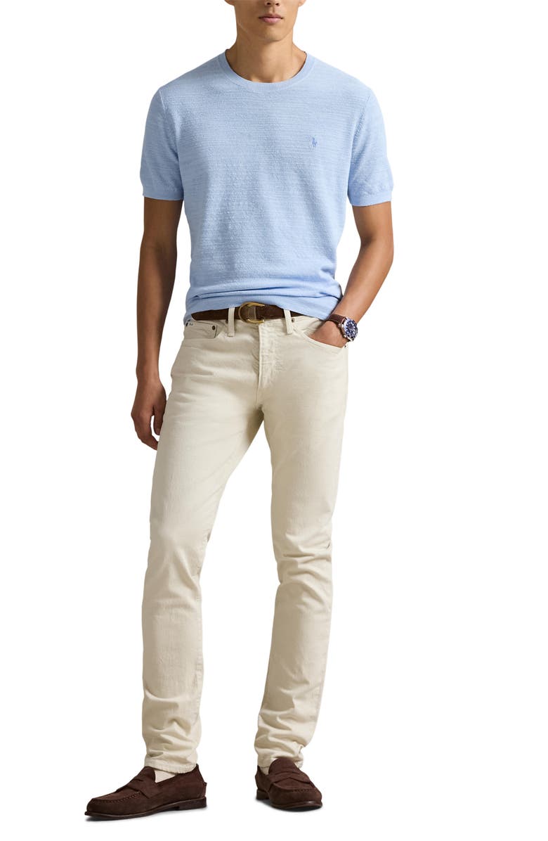 Polo Ralph Lauren Textured Seed Stitch Cotton & Linen Sweater, Alternate, color, Office Blue