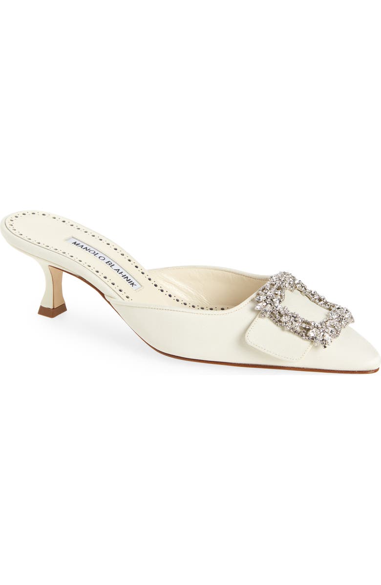 Manolo Blahnik Maysale Crystal Buckle Pointed Toe Mule, Main, color,