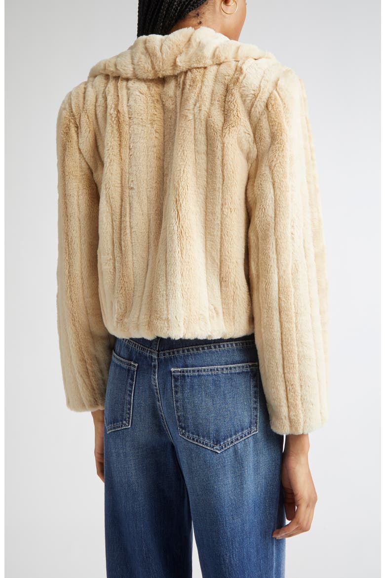 Davy Crop Faux Fur Jacket, Alternate, color, LATTE STRIPED FUR