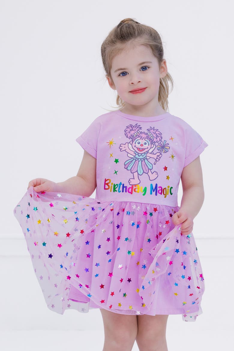 Short Sleeve Tulle Tutu Dress, Alternate, color, Lavender Abby Cadabby
