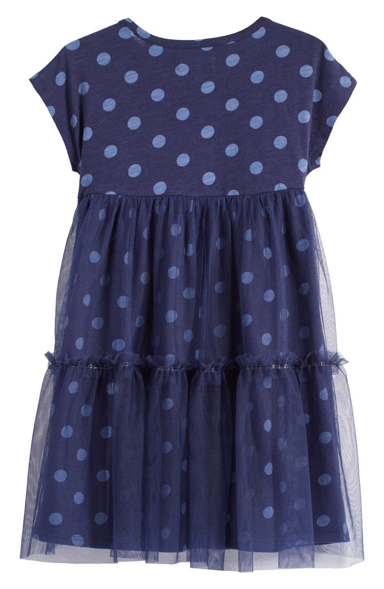 Tucker + Tate Kids
 Tiered Mesh Skirt Cotton Dress, Alternate, color, Navy Peacoat Dot