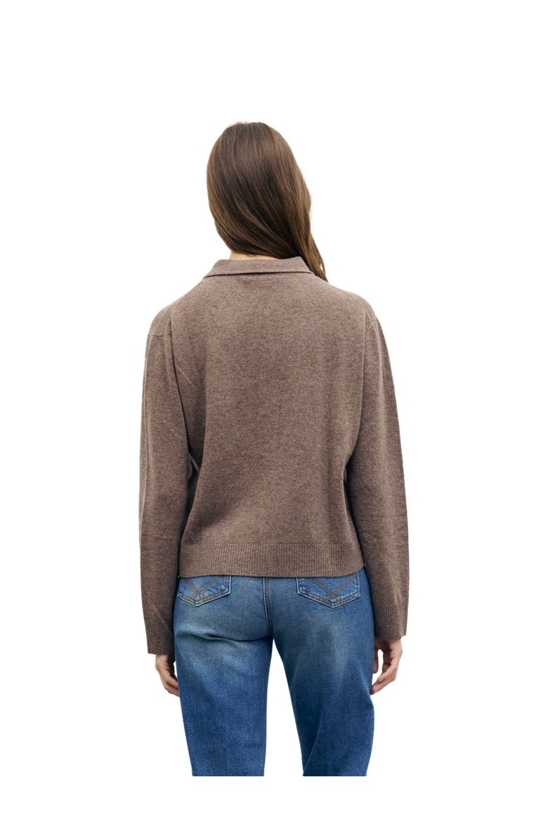 Collared Button-Front Knit Cardigan, Alternate, color, Brown