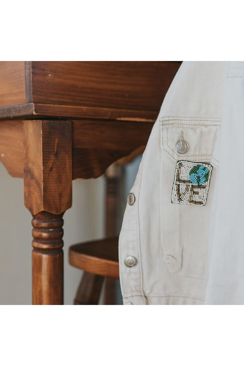 Bala Mani Beaded Love Mother Earth Brooch Pin - Handmade, Alternate, color, White