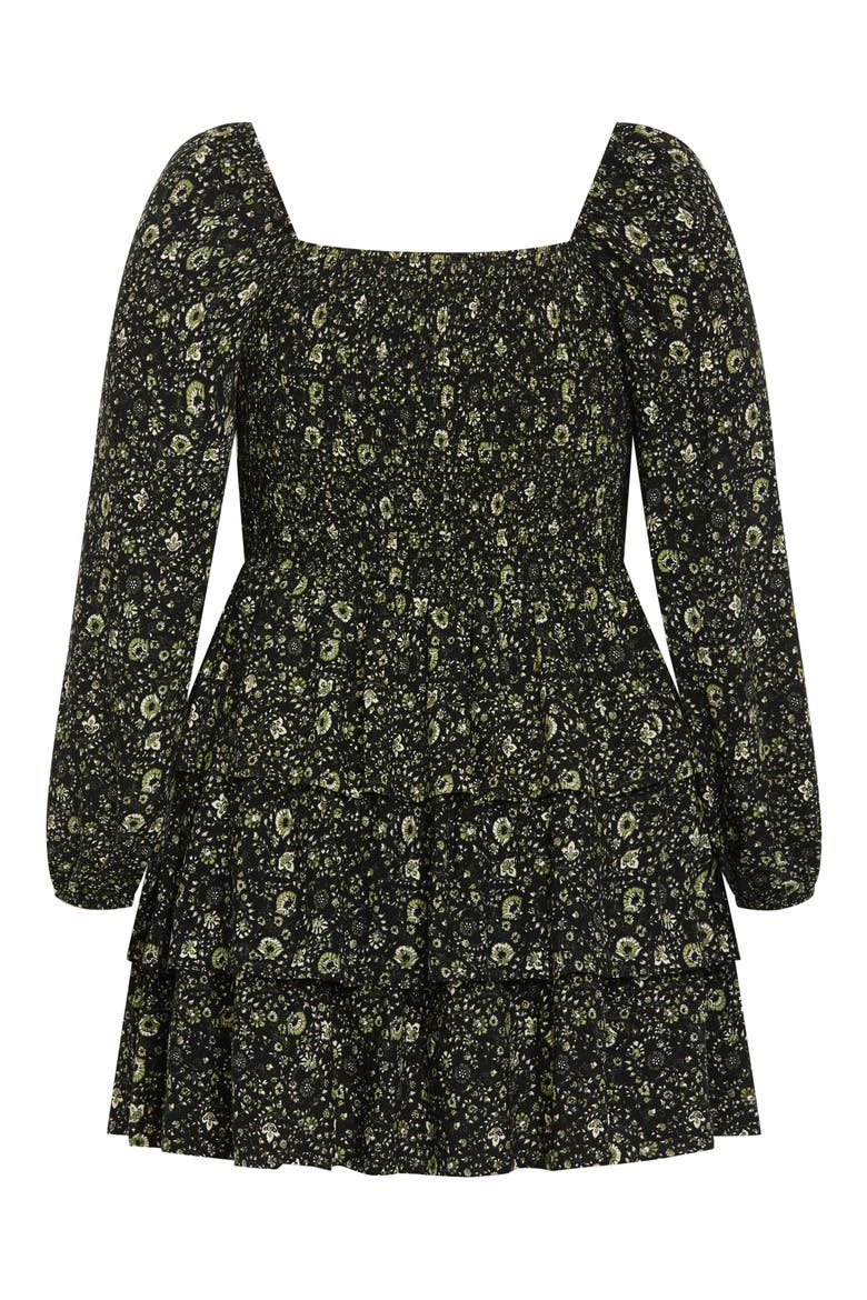 Piper Floral Minidress, Alternate, color, GREEN PRINT