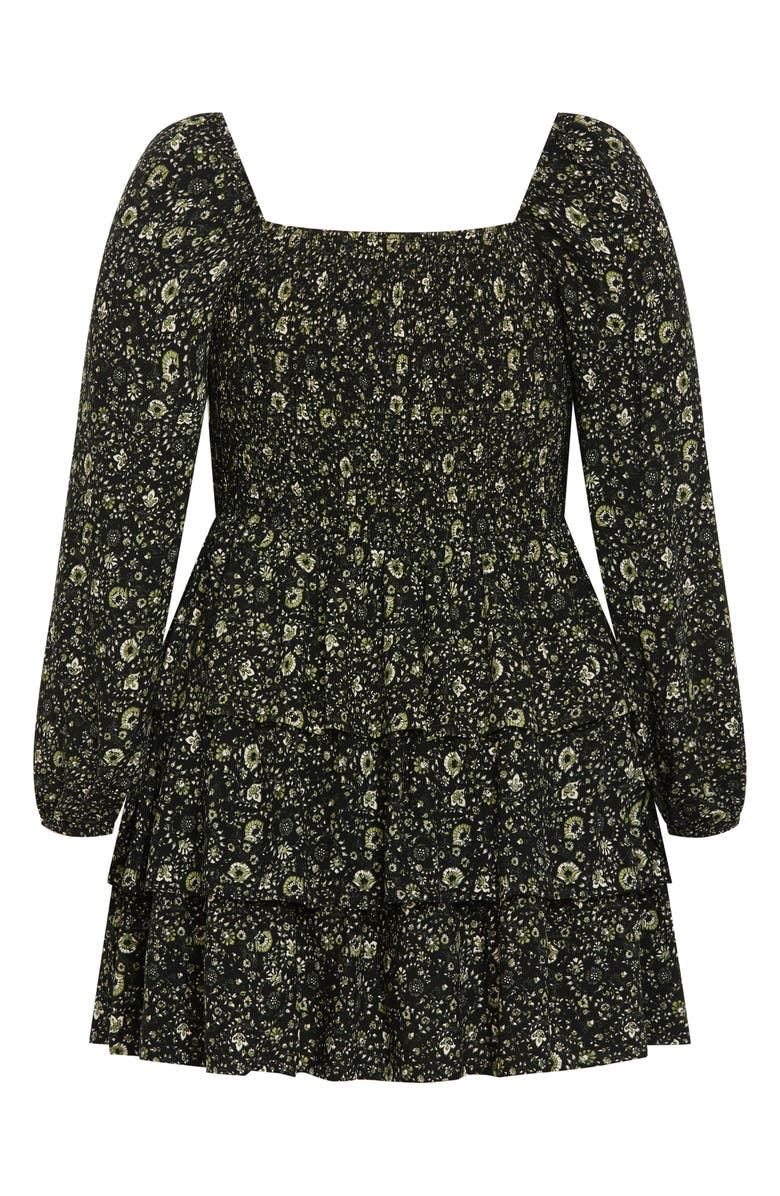 City Chic Piper Floral Minidress, Alternate, color, Green Print