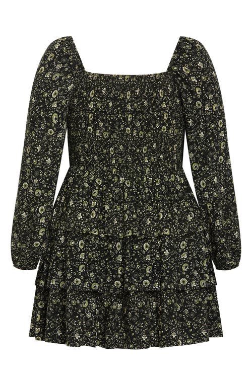 City Chic Piper Floral Minidress In Green