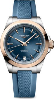 Longines Conquest Automatic Rubber Strap Watch, 34mm