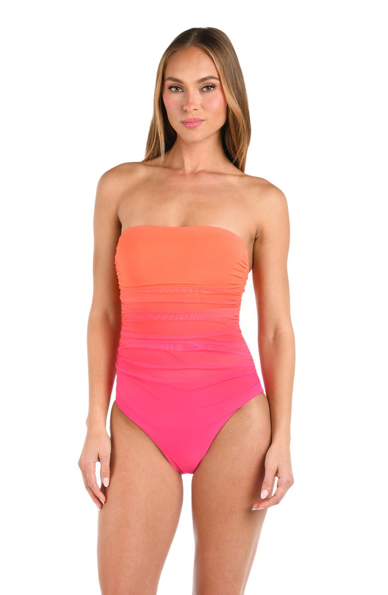 Sunshine 79 Ombré Illusions Bandeau One-Piece Swimsuit, Alternate, color, Pink