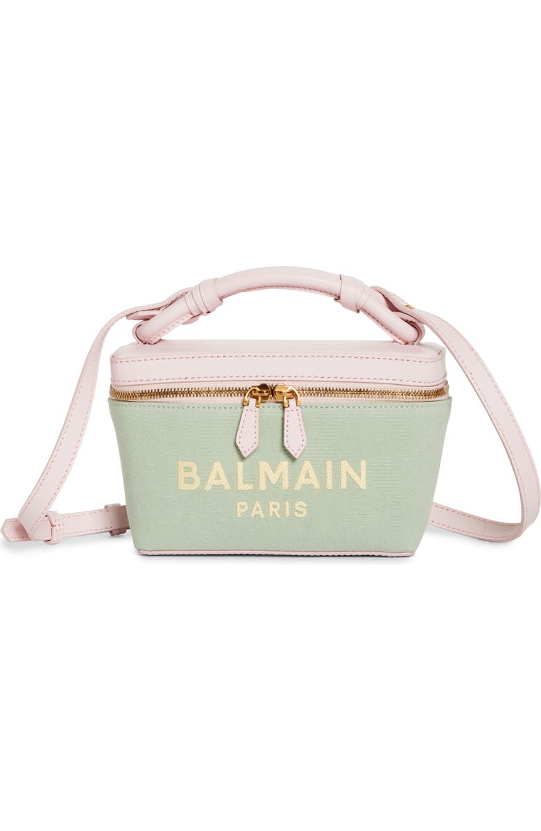 Balmain B-Army Logo Canvas & Leather Vanity Case Bag, Main, color,