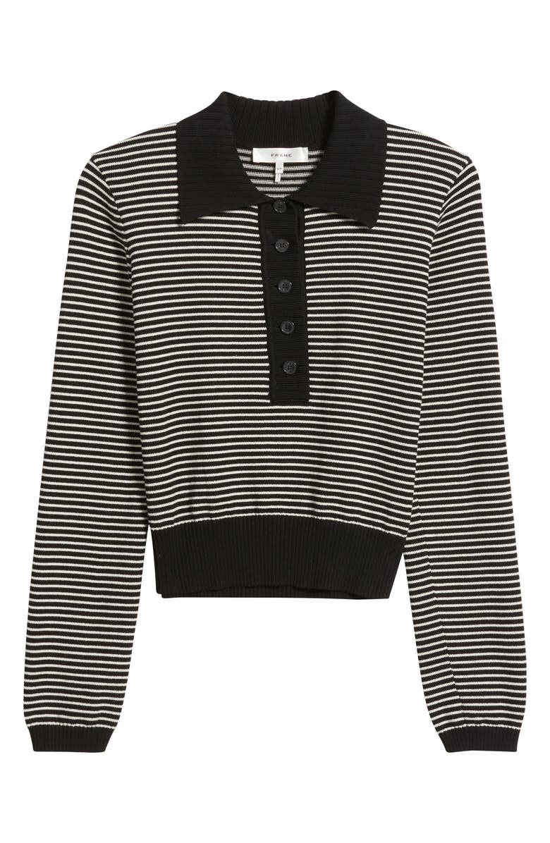 FRAME The Graduate Stripe Cotton Polo Sweater, Alternate, color, Black Multi