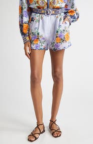 Camilla Tuck Front Belted Linen Shorts